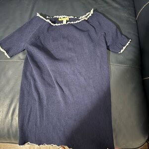 Gianni Bini Navy Ruffled Top